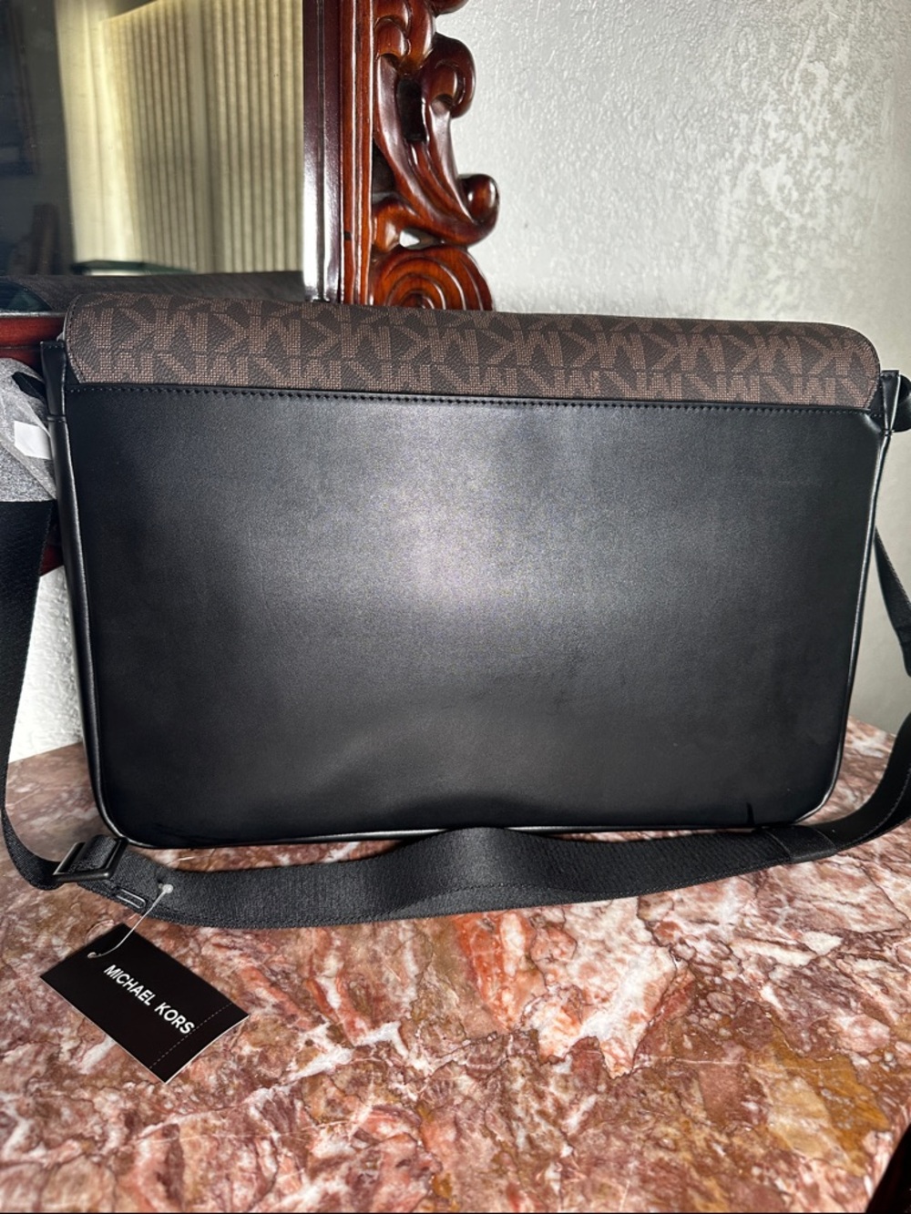 Michael Kors Brown MK Signature Messenger Bag with Black Strap - Picture 5 of 7